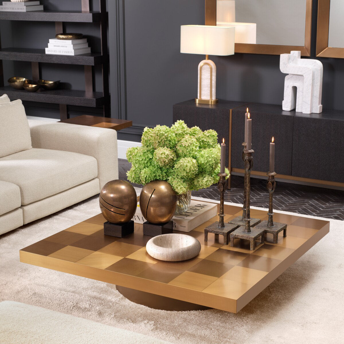 Coffee Table Laporte Brushed Brass Finish - Top