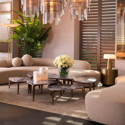 Coffee Table Reggioni Brushed Brass Finish Set Of 3 - 3 Frames