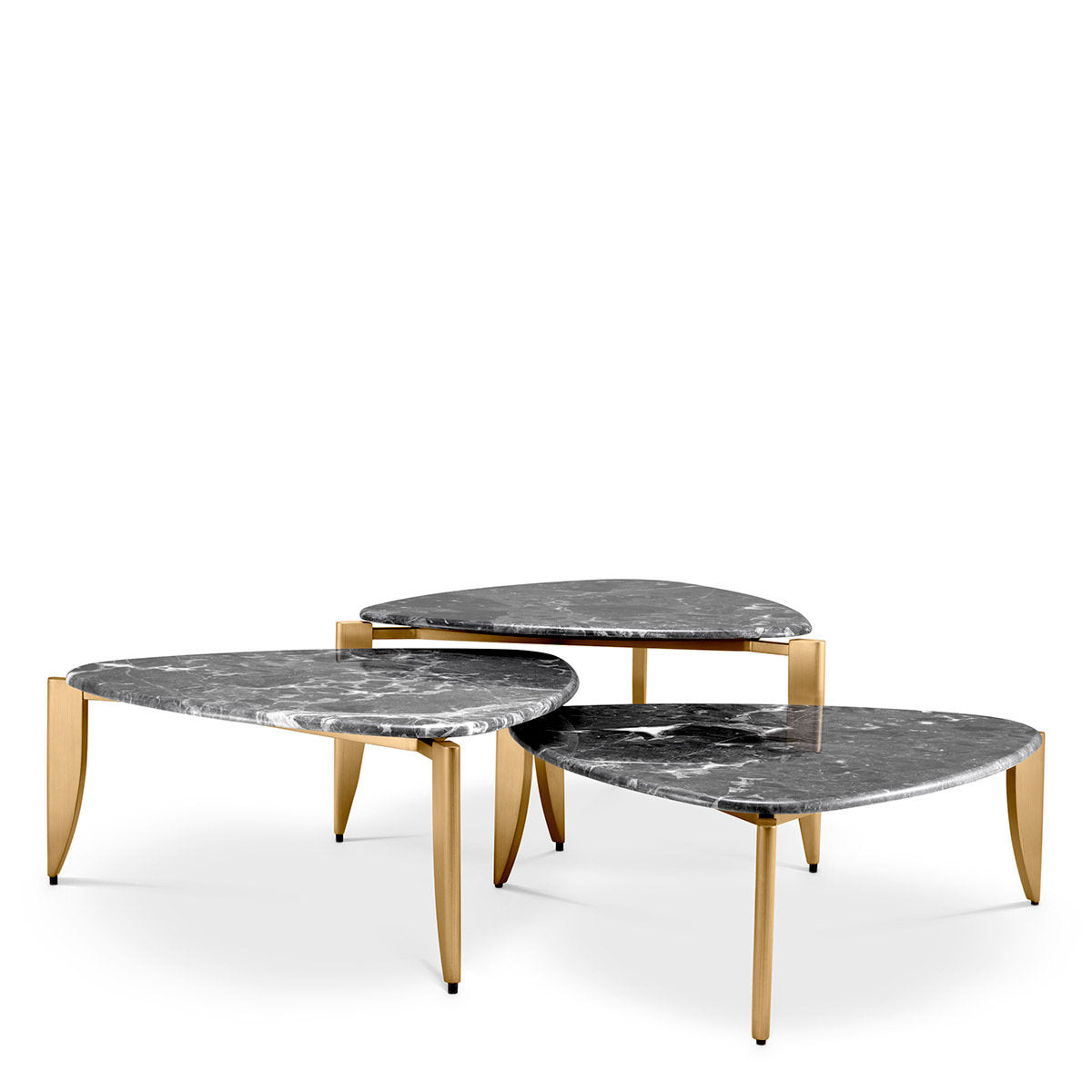 Coffee Table Reggioni Brushed Brass Finish Set Of 3 - 3 Frames
