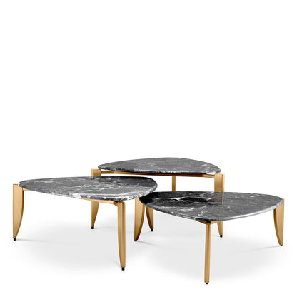 Coffee Table Reggioni Brushed Brass Finish Set Of 3 - 3 Frames
