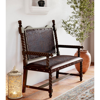 Colonial Leather Bench