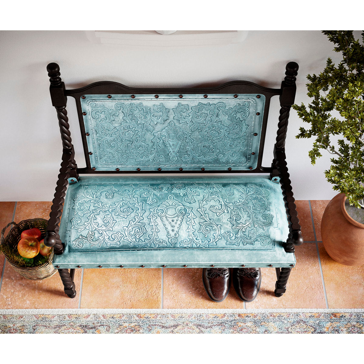 Colonial Leather Bench
