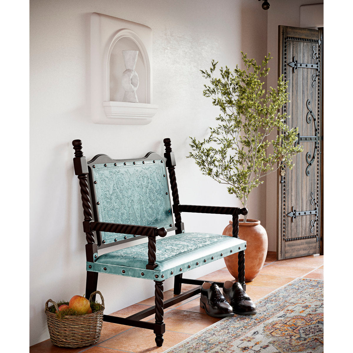 Colonial Leather Bench