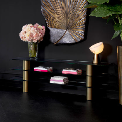 Console Table Lunden Brushed Brass Finish - 4 Blocks