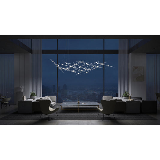 Sonneman Constellation Ursa Major Led Chandelier Satin Nickel Clear Faceted Acrylic Lens 3000K 240 Cable