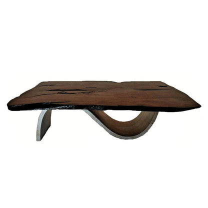 Contemporary Rectangular Natural Mesquite And Wrought Iron