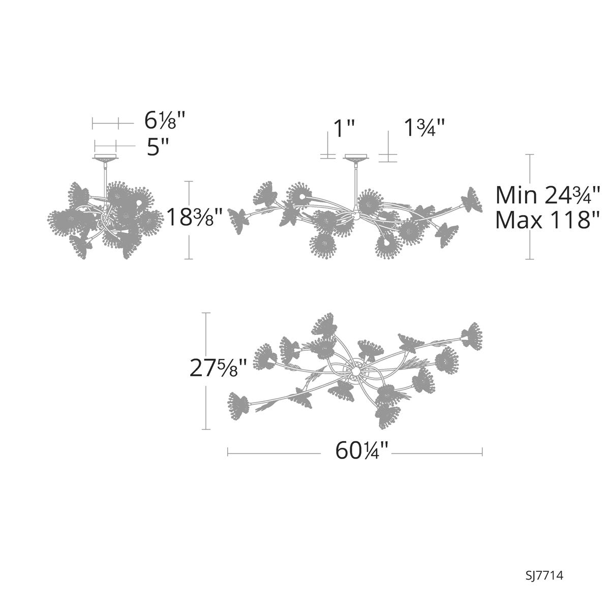 Coquette 14 Light Crystal LED Linear Pendant