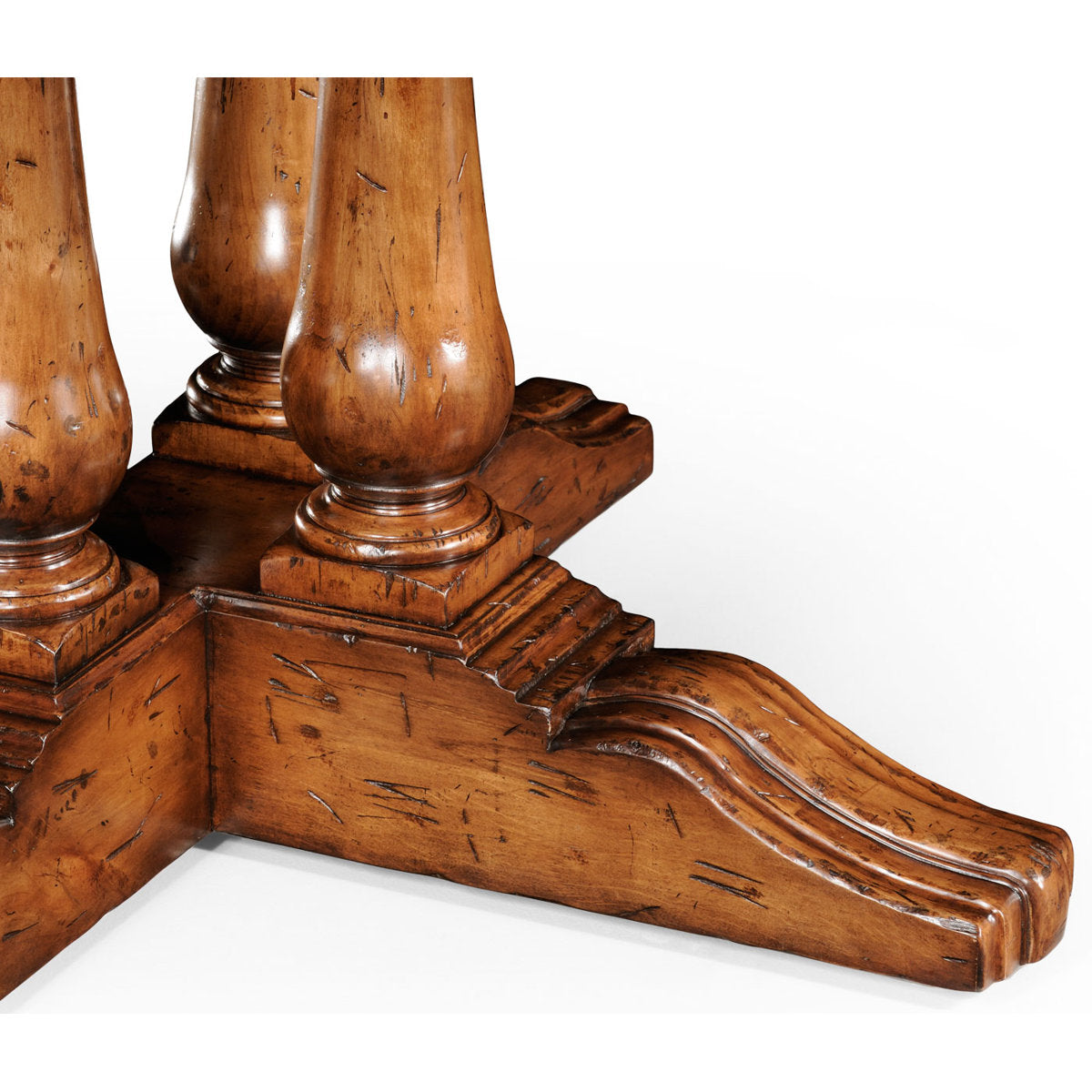 Country Farmhouse Round Walnut Wood Dining Table