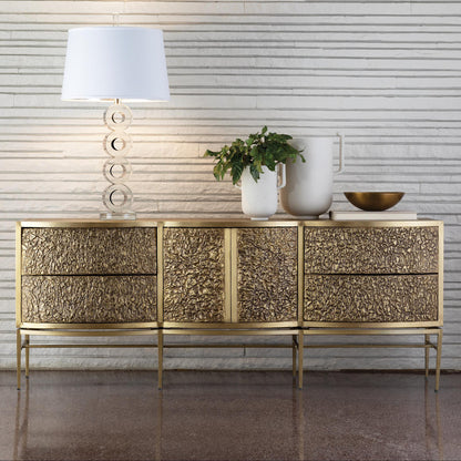 Crinkle Long Cabinet-Brass/Bronze