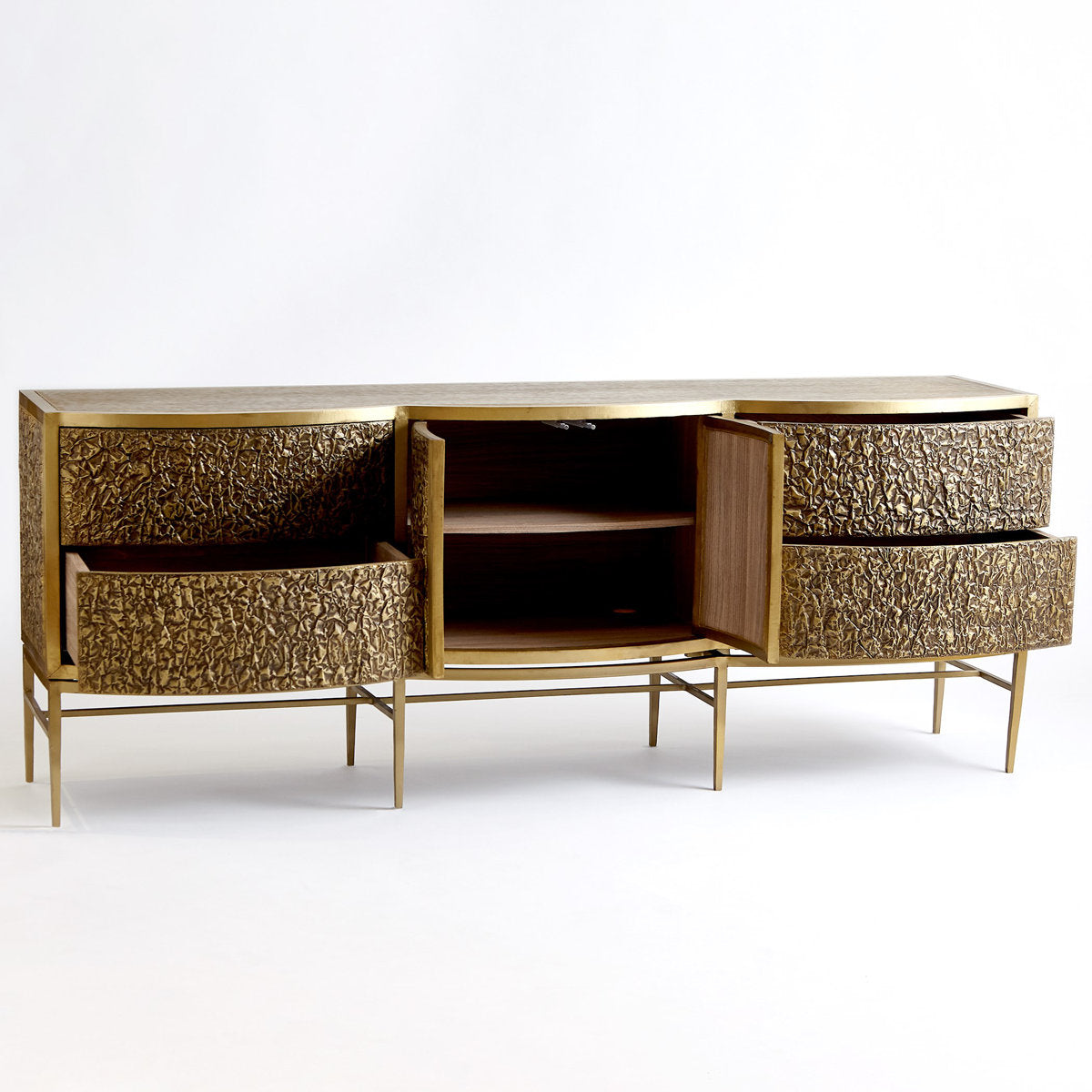 Crinkle Long Cabinet-Brass/Bronze