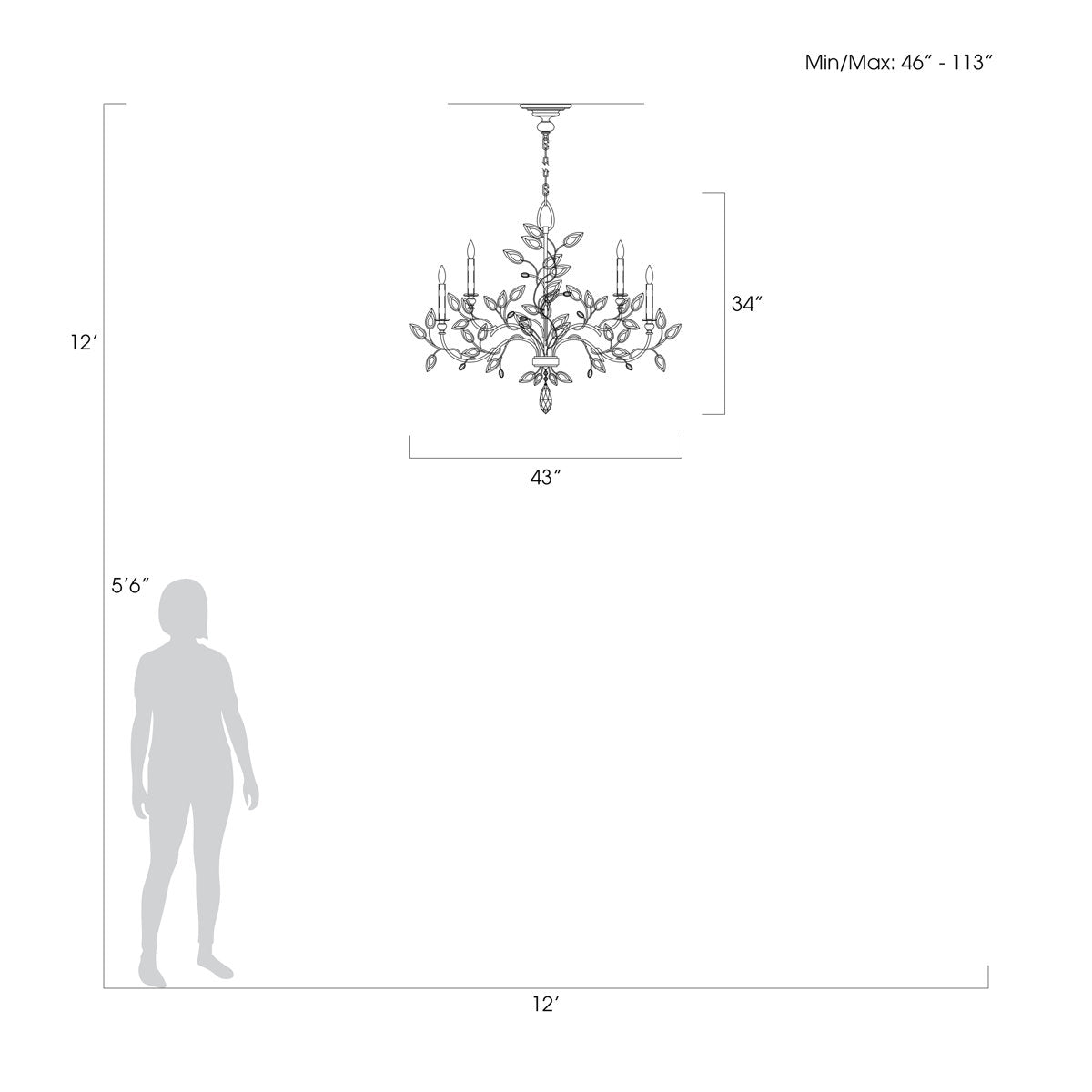 Crystal Laurel 10 - Light Crystal Chandelier