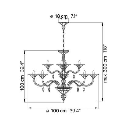 Dedalo 12 - Light Chandelier