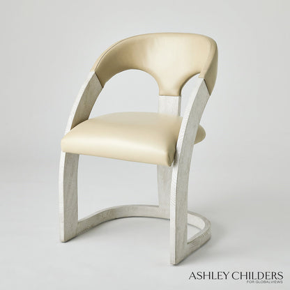 Delia Dining Chair-Ebony Cerused Leather