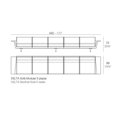 Delta 170" W 5 Seat Sofa