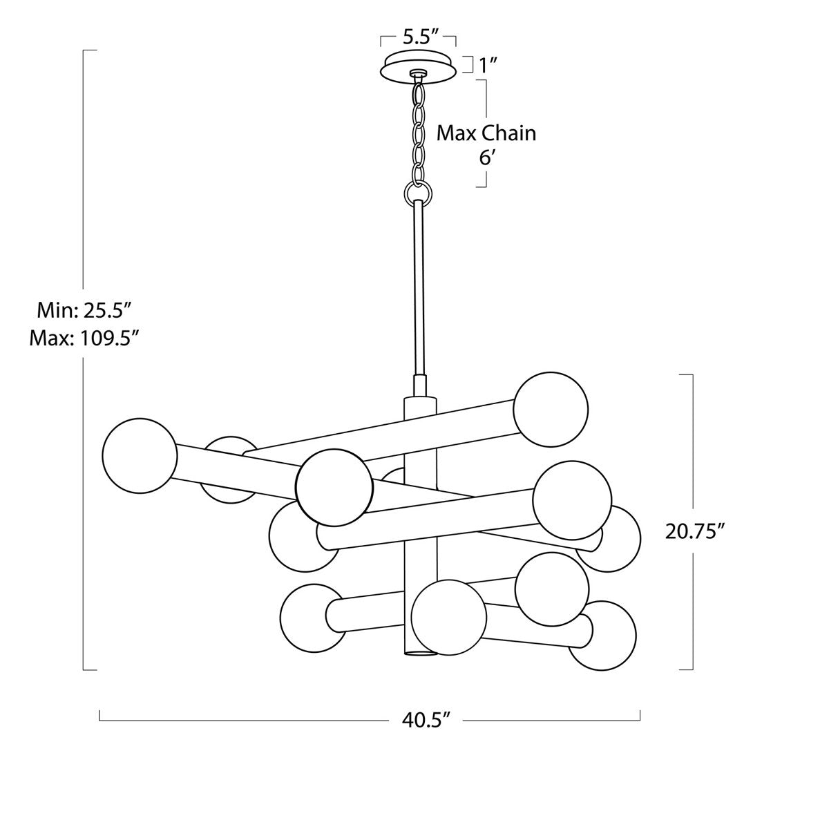 Dion Chandelier (Natural Brass)