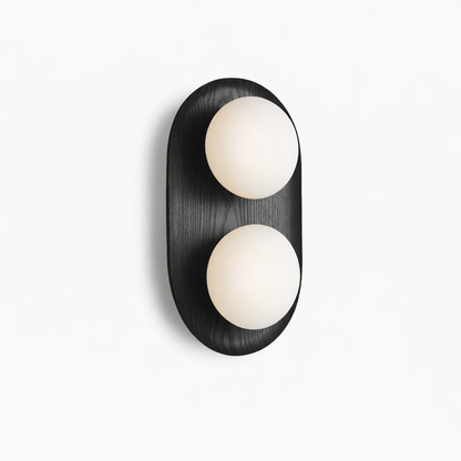 Duo Orb Wood Wall Lamp