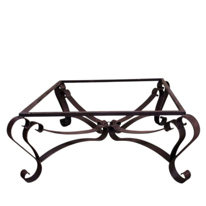 Elegant Hammer Copper Square Coffee Table with Iron Pedestal