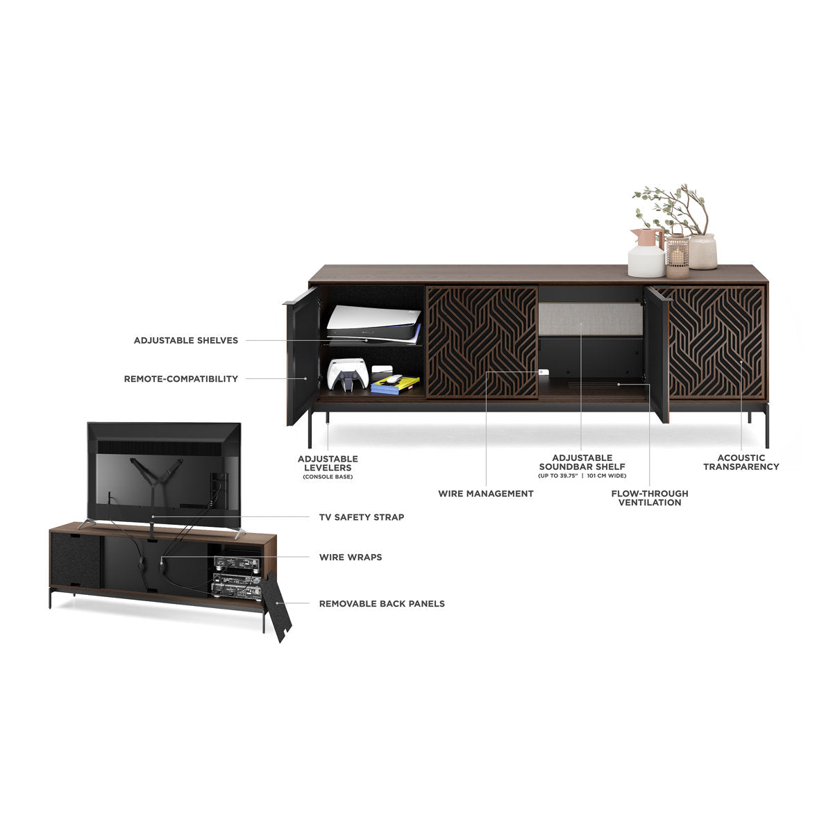 Elements - Cabinet with Console Base - Weave Door