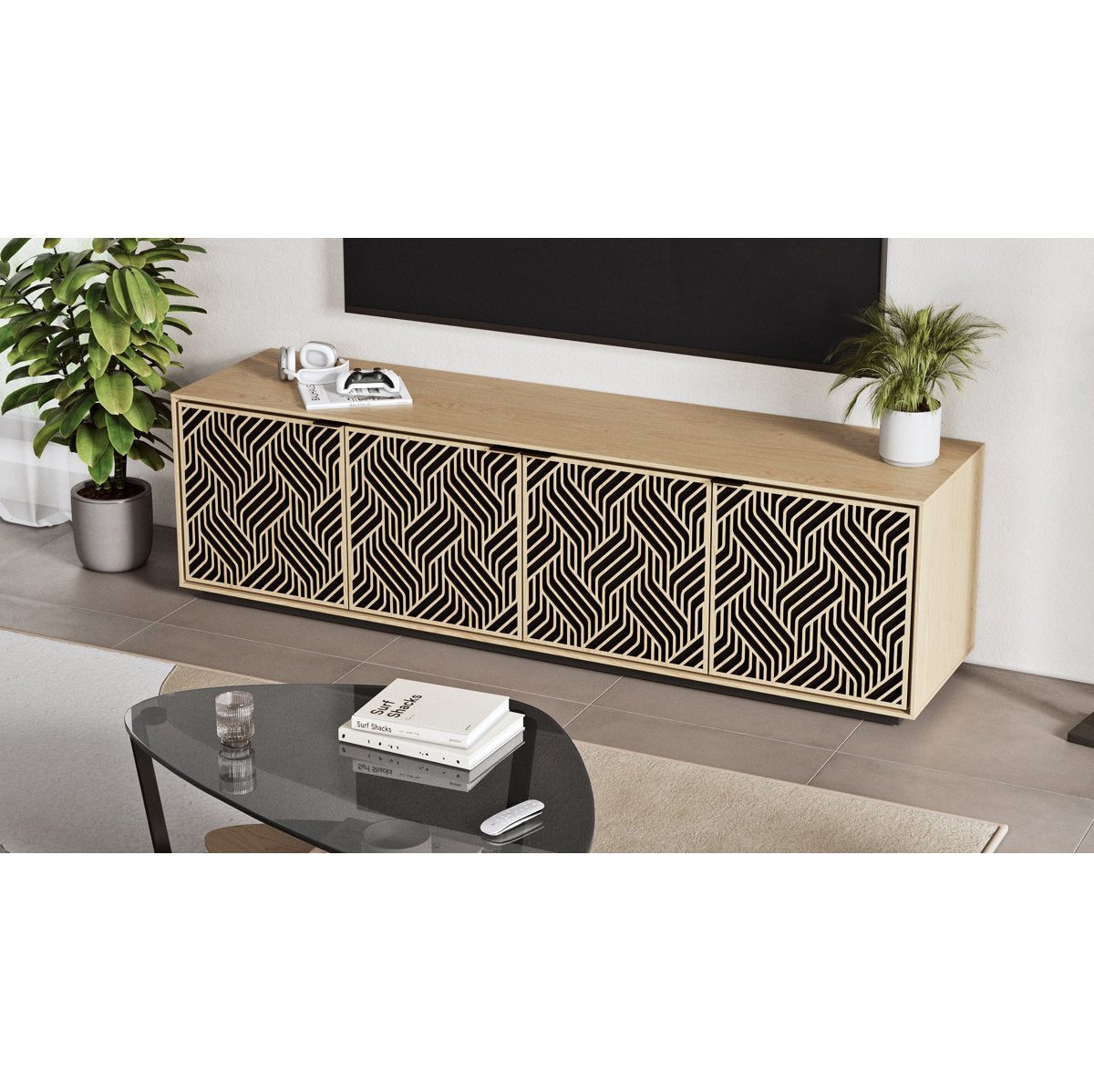 Elements - Cabinet with Rolling Plinth Base - Weave Door