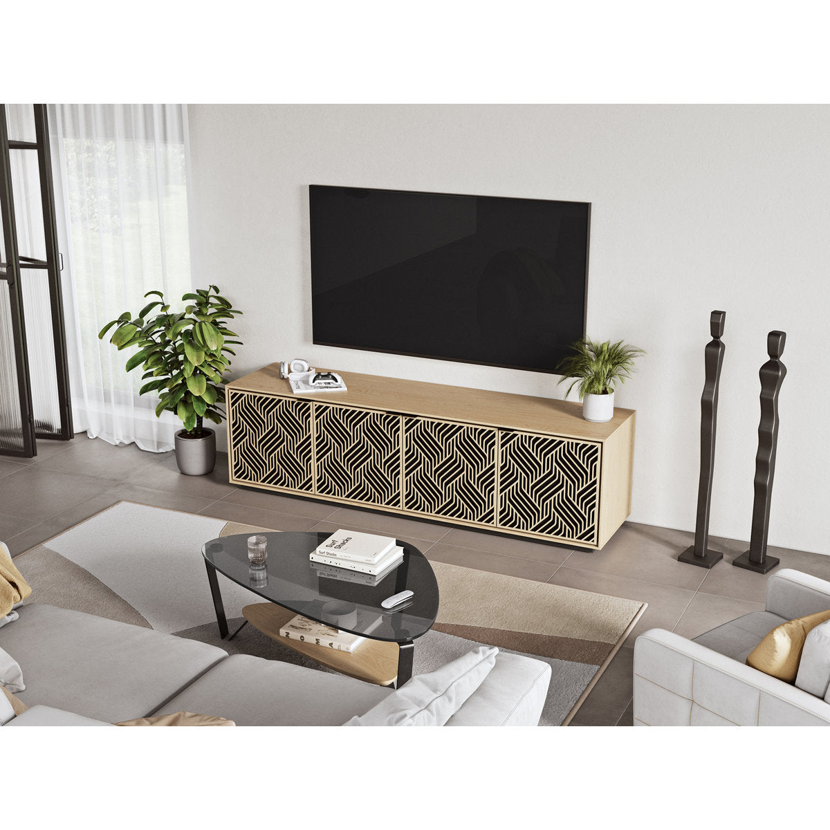 Elements - Cabinet with Rolling Plinth Base - Weave Door
