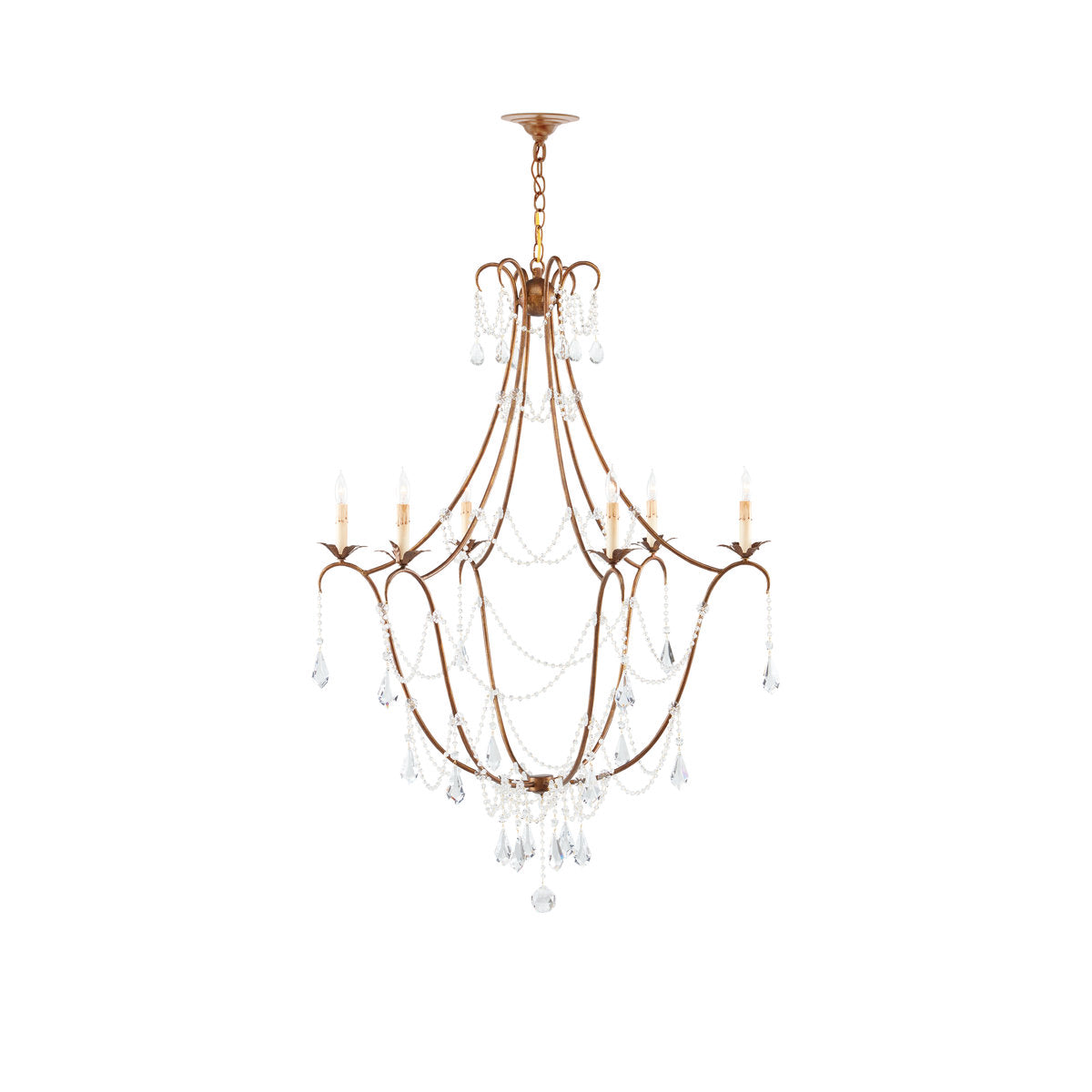 Elizabeth 6 - Light Candle Style Empire Chandelier with Crystal Accents