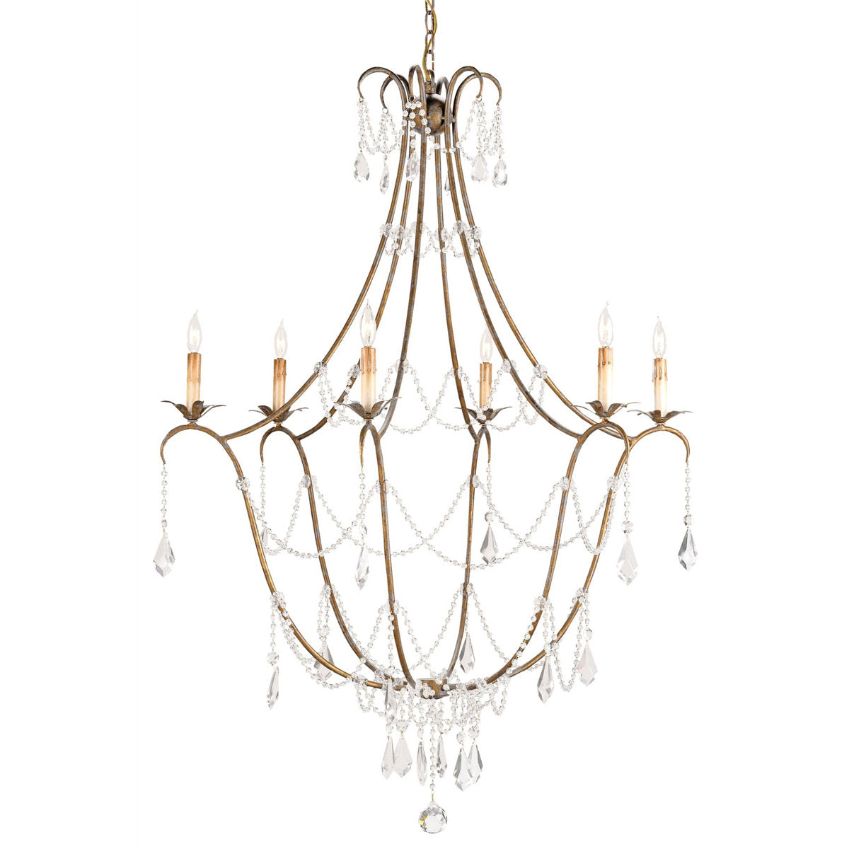 Elizabeth 6 - Light Candle Style Empire Chandelier with Crystal Accents