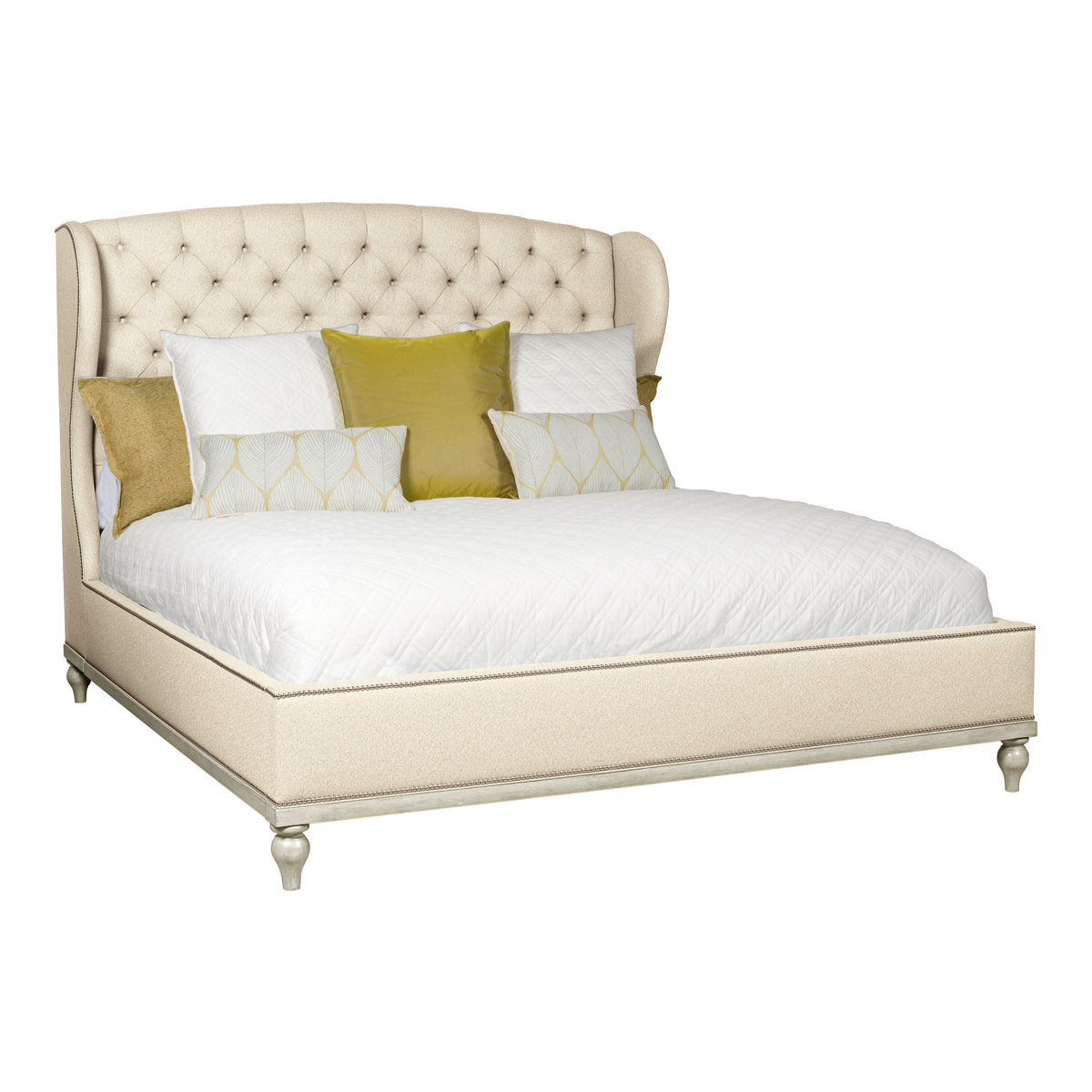 Emma King Tufted Upholstered Low Profile Panel Bed