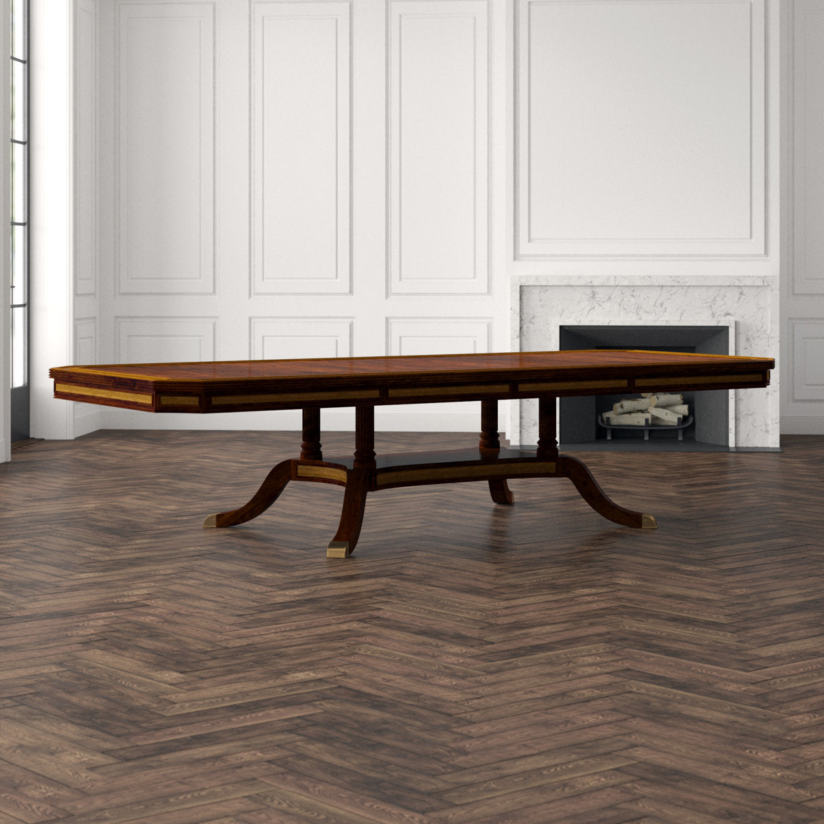 English Cabinet Maker Mahogany Wood Dining Table