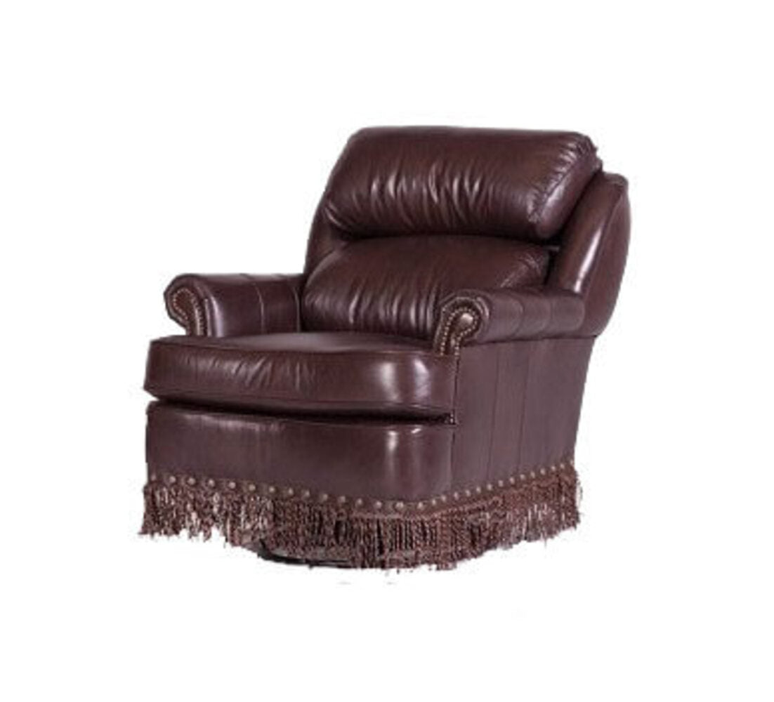 English Pub Leather Swivel Armchair