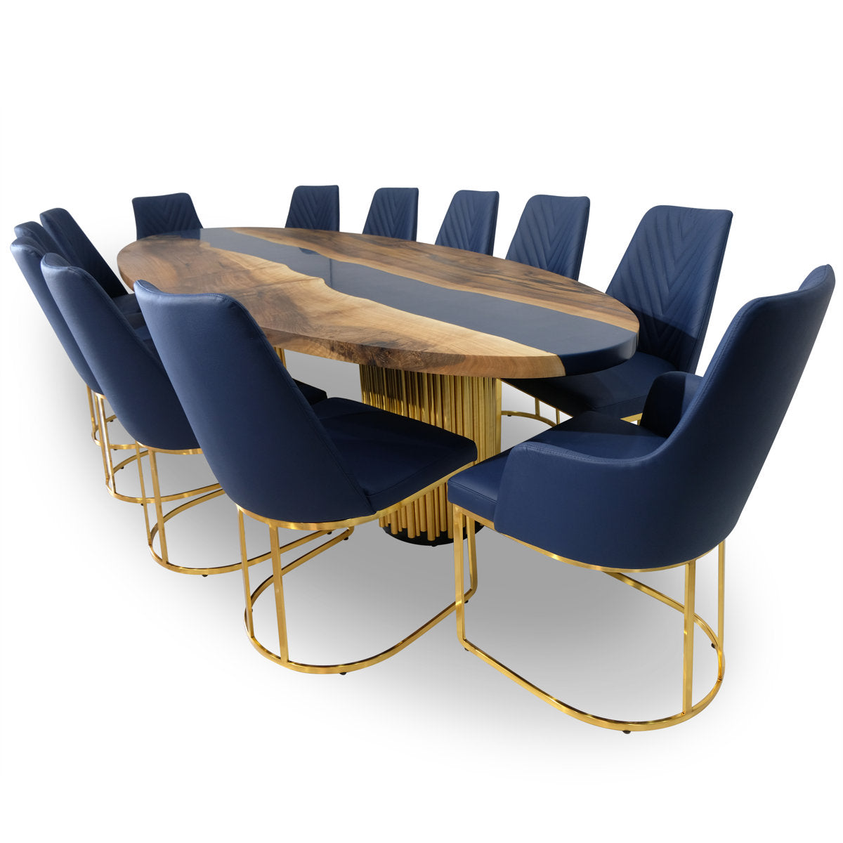 Evohe Oval Walnut Wood Dining Table