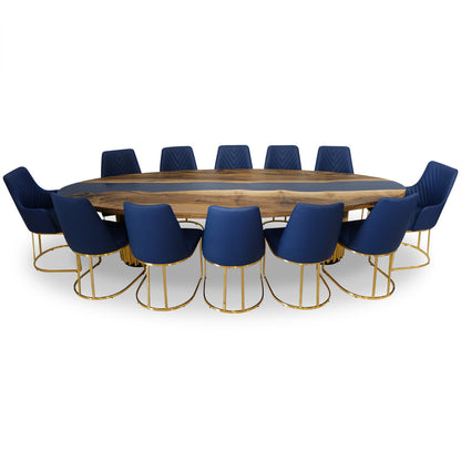 Evohe Oval Walnut Wood Dining Table