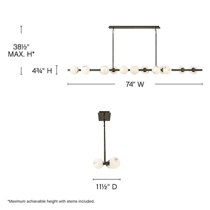 Fredrick Ramond Selene 14 Light 74" Wide Linear Chandelier