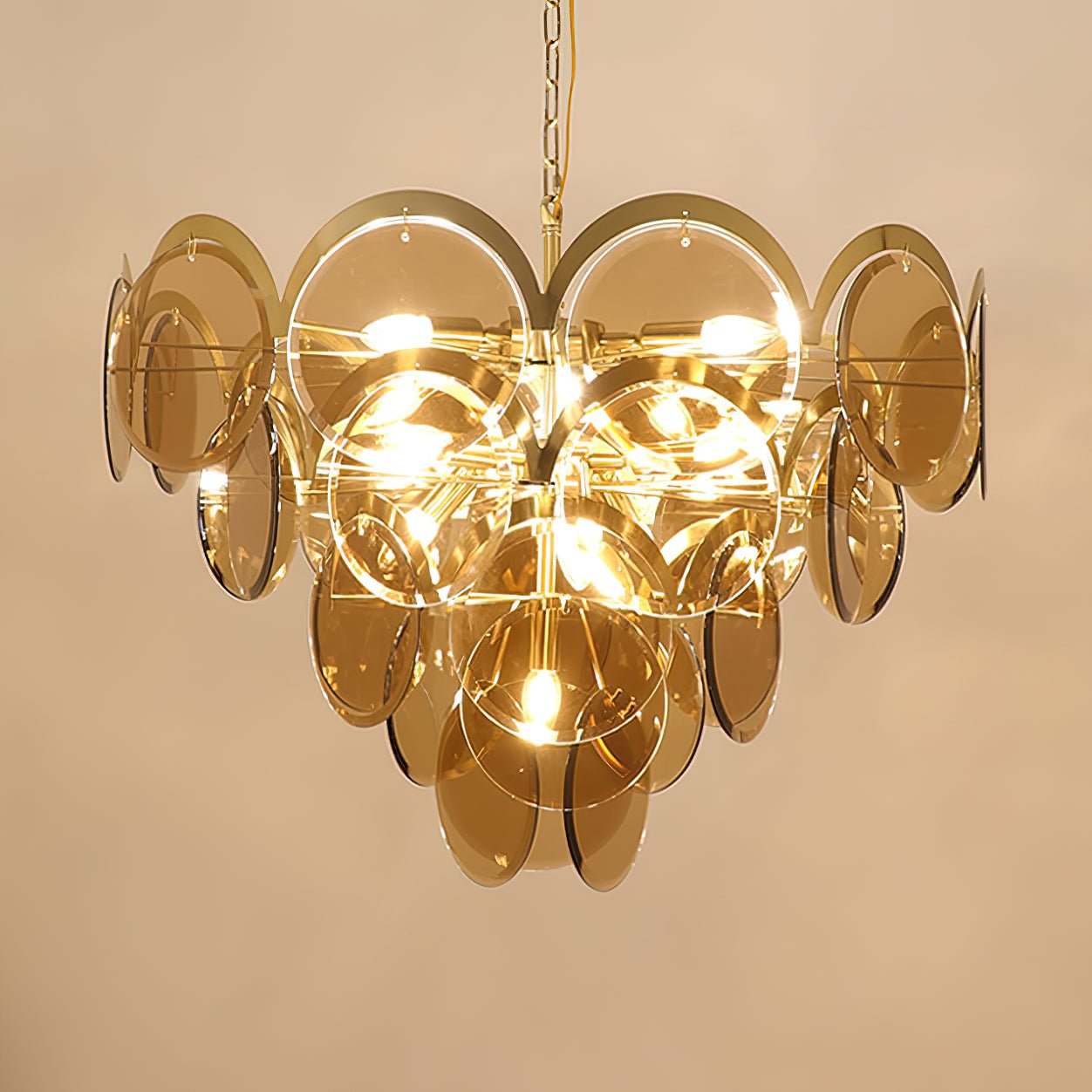 Velora Amber Disc Chandelier