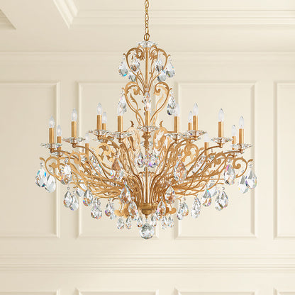 Filigrae 18 Light 39in x 38in Chandelier in Antique Silver with Clear Heritage Handcut Crystals