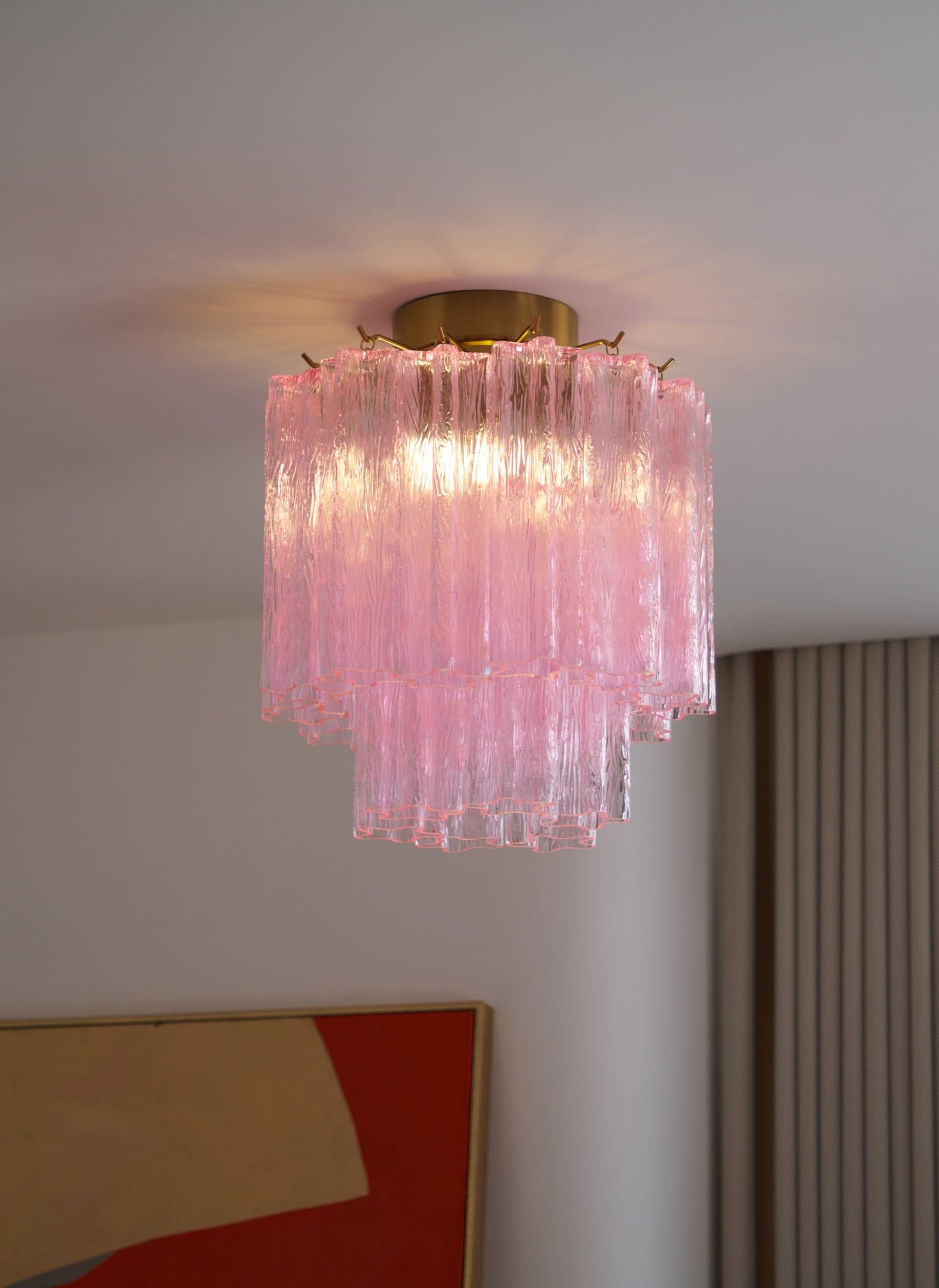 Fiora Pink Glass Ceiling Lamp