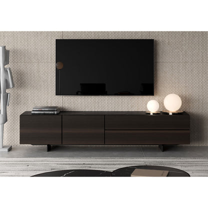 Fletcher Media Cabinet in Smoked Oak and Black Marble Ceramic