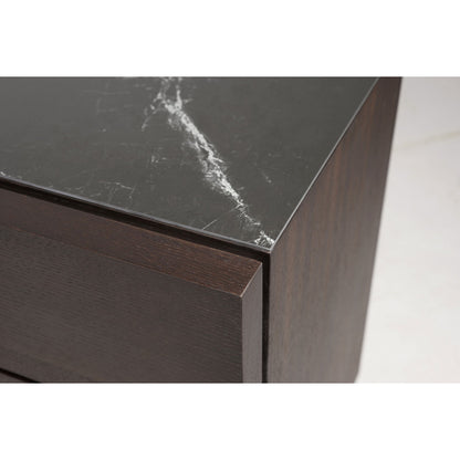 Fletcher Media Cabinet in Smoked Oak and Black Marble Ceramic