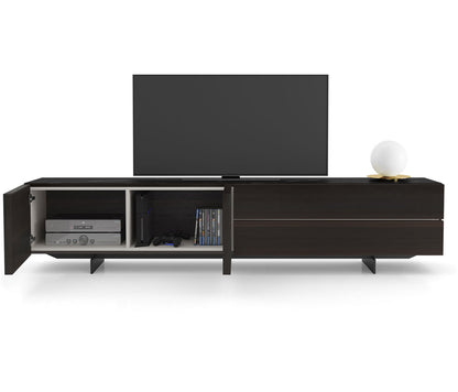Fletcher Media Cabinet in Smoked Oak and Black Marble Ceramic