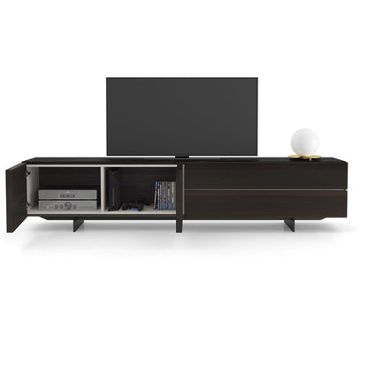 Fletcher Media Cabinet in Smoked Oak and Black Marble Ceramic