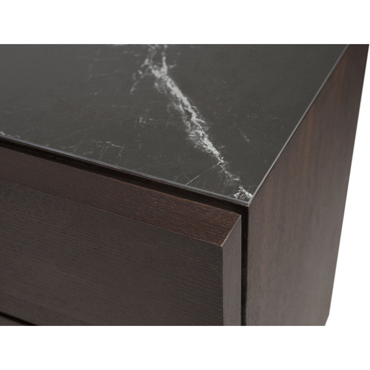 Fletcher Media Cabinet in Smoked Oak and Black Marble Ceramic