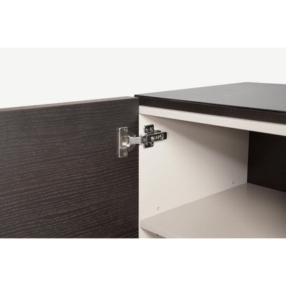 Fletcher Media Cabinet in Smoked Oak and Black Marble Ceramic