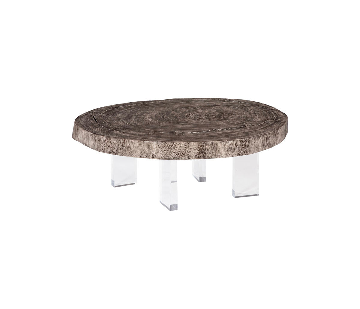 Floating Coffee Table On Acrylic Legs, Gray Stone , Size Varies