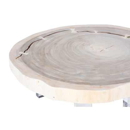 Floating Coffee Table With Acrylic Legs, Bleached, Size Varies