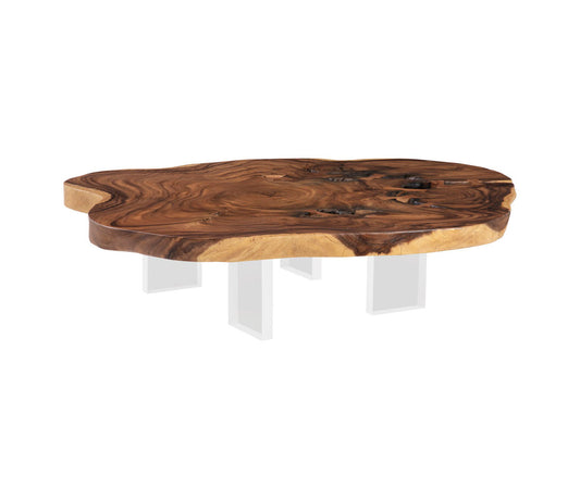 Floating Coffee Table with Acrylic Legs, Natural, Assorted