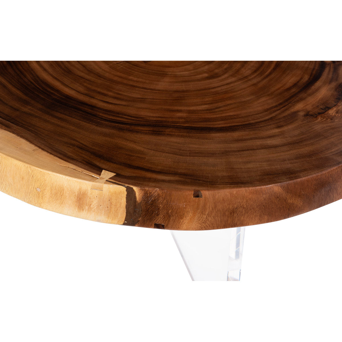 Floating Round Coffee Table With Acrylic Legs, Natural
