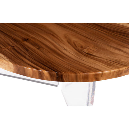 Floating Round Dining Table With Acrylic Legs, Natural