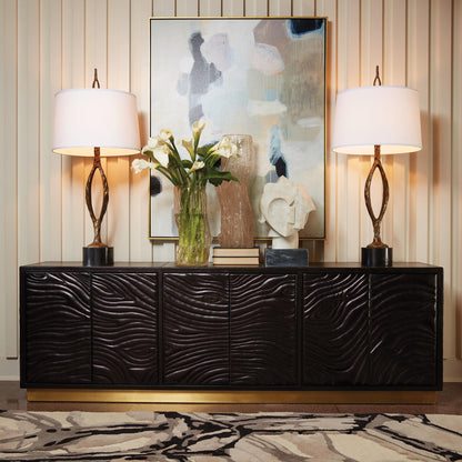 Forest Long Cabinet-Charcoal Leather