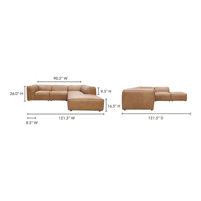 Form Astra 5 - Genuine Leather Modular Sectional with Ottoman