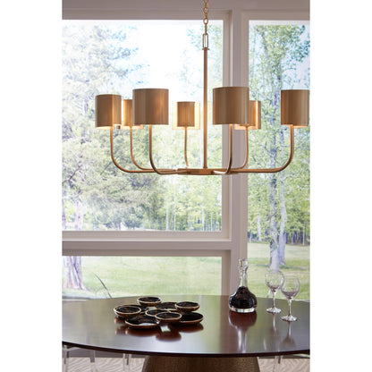 Frederick Cooper 8 - Light Shaded Wagon Wheel Chandelier