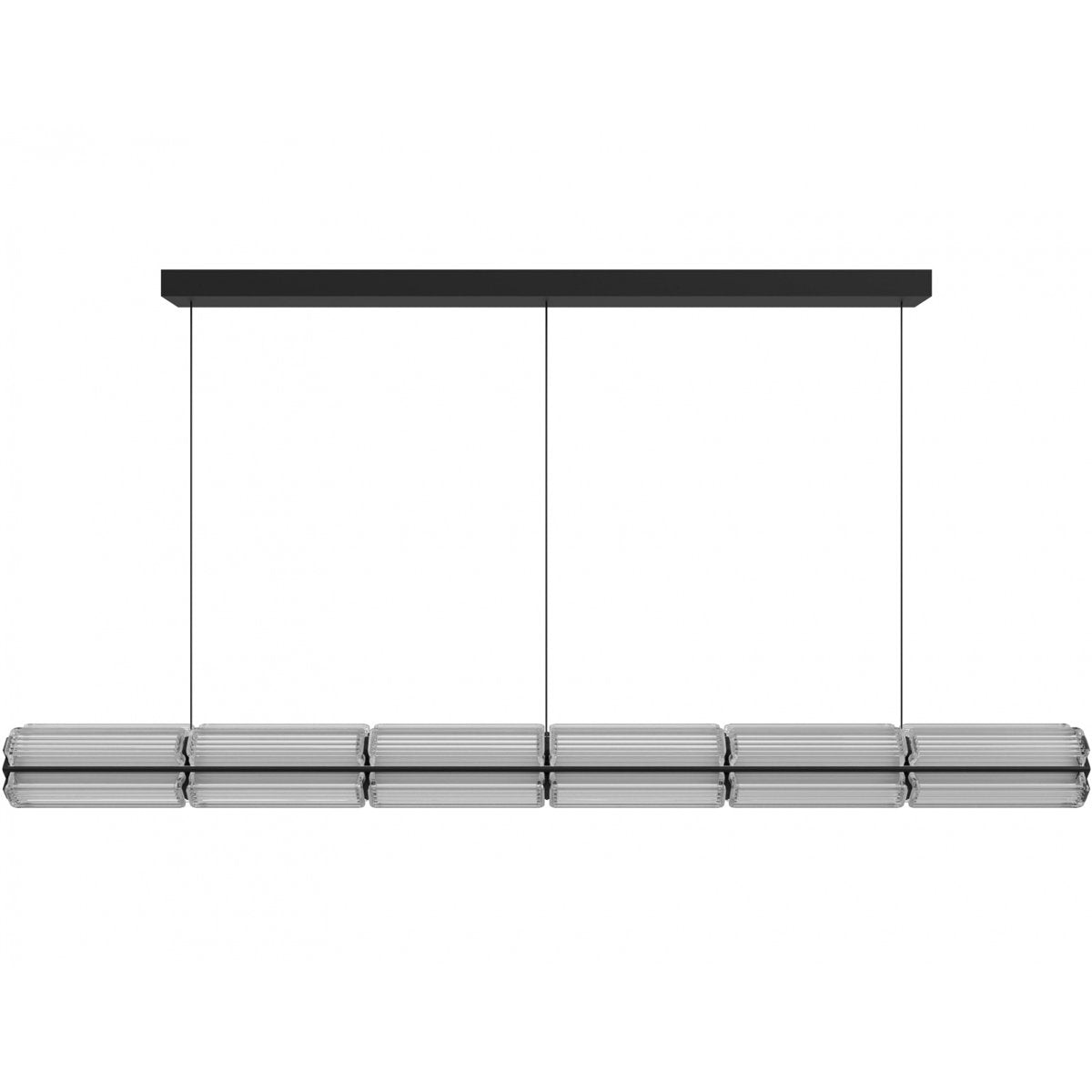 Fremont 78"W Linear Led Pendant In Black/Clear Ribbed Glass